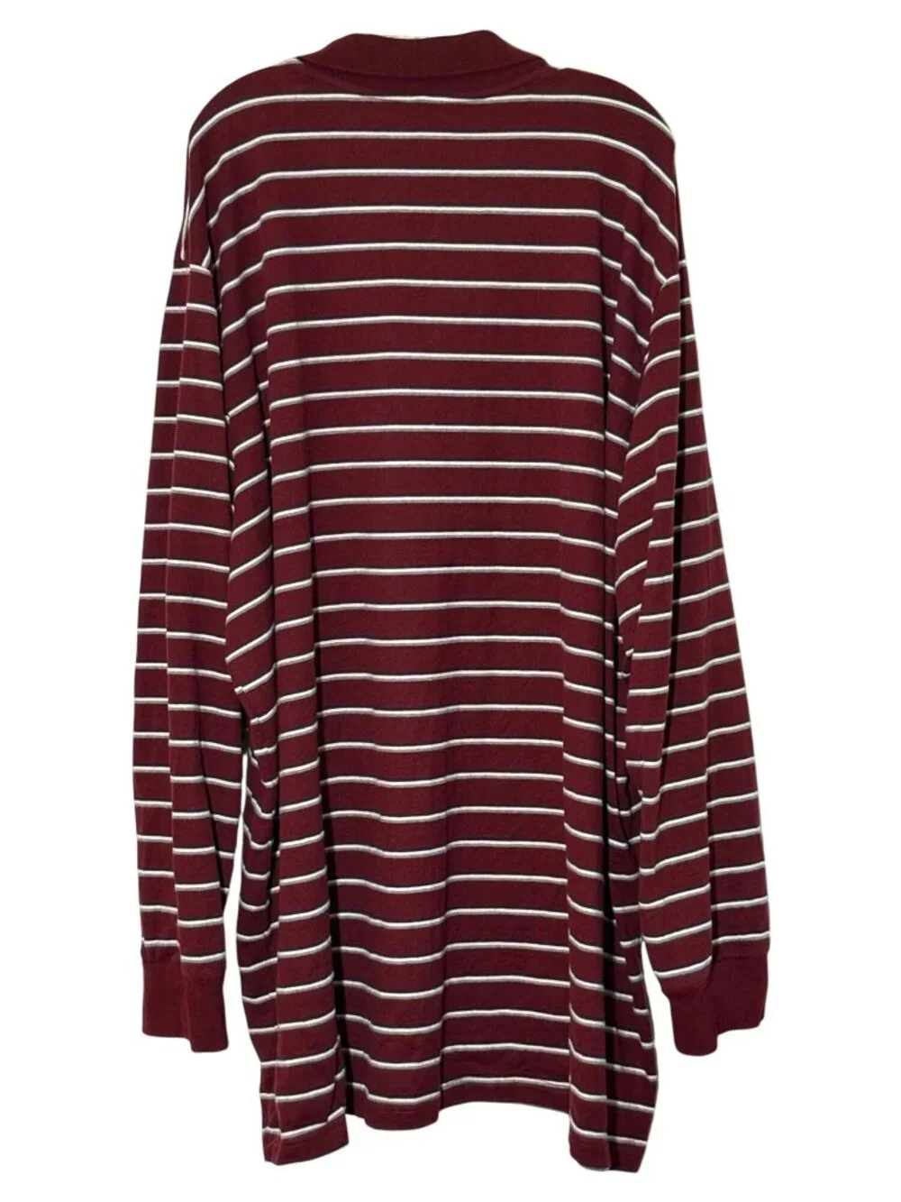 The Foundry Supply Co. Mens Maroon & Gray Striped Long Sleeve 5XLT Polo Shirt - Picture 3 of 5